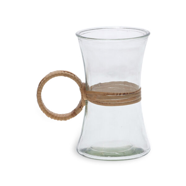 KIT DE VASOS EM VIDRO E FIBRA NATURAL