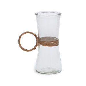 VASO EM VIDRO E FIBRA NATURAL