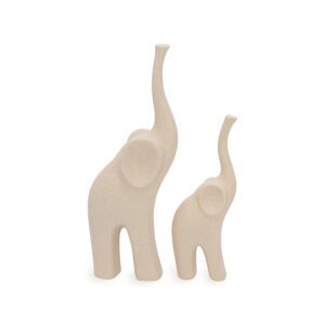 KIT ESCULTURA ELEFANTE EM CERAMICA- 2 PEÇAS